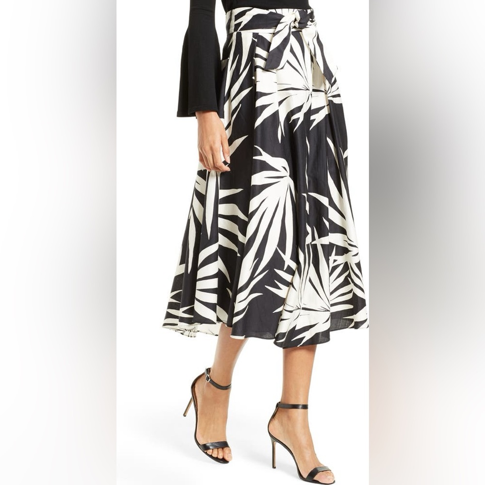 Milly Jackie Palm Print Midi Skirt NWT Size 10